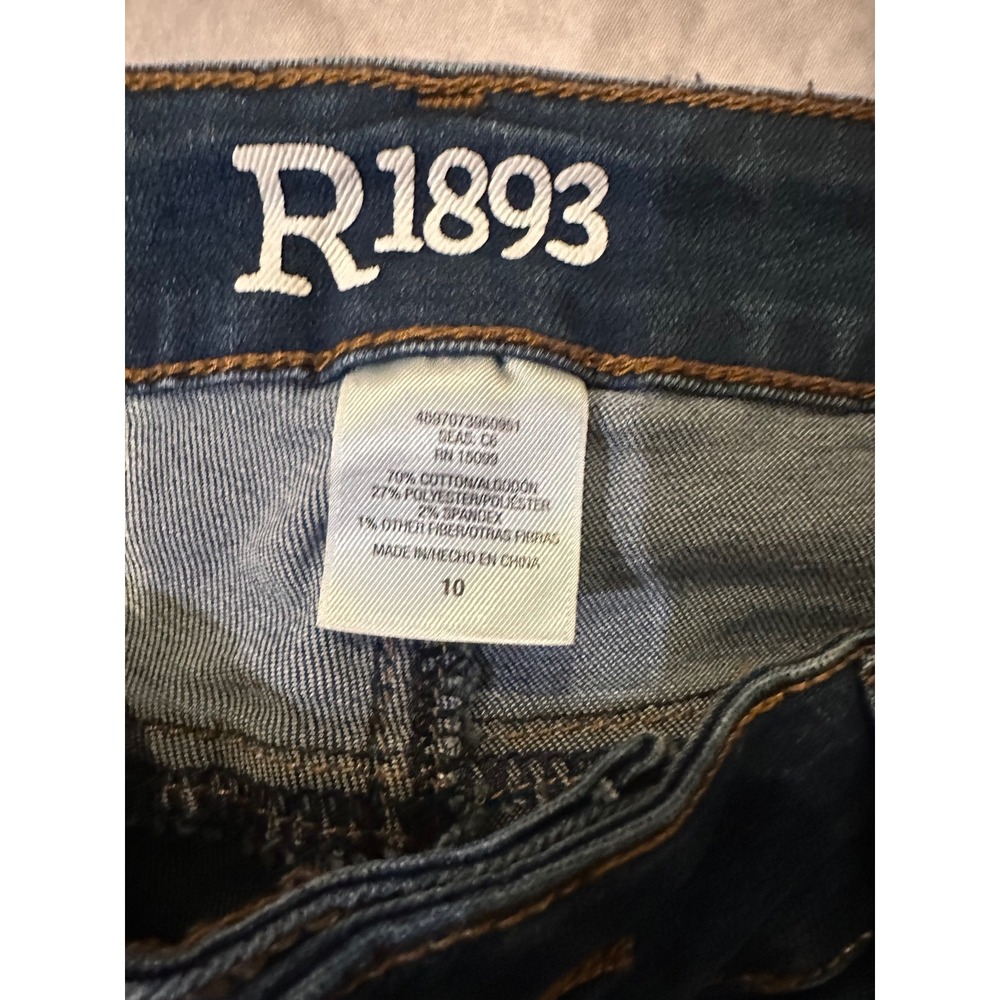 R1893 Womens Distressed Skinny Jeans Dark Wash Button Fly Frayed Hem Size 10 - Picture 11 of 14